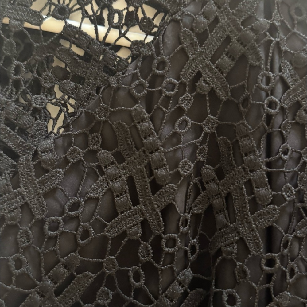 Anne Fontaine Cocktail Dress Black Lace 40 Short Sleeve Sheer Layered NWT - Picture 12 of 15